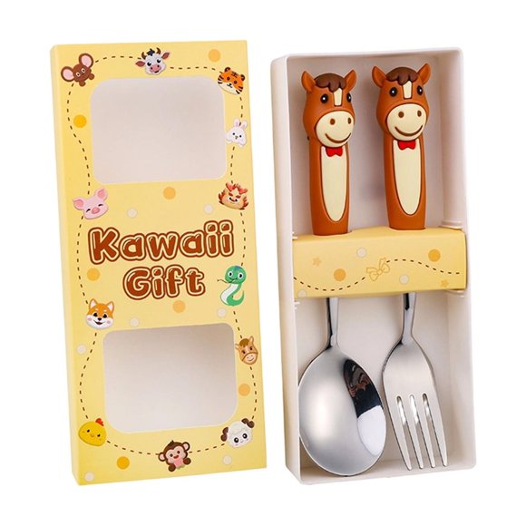 Stainless Steel Cutlery Set Year of The Horse Themed Design Spoon and Fork Tableware Gift Set for Festive Occasions