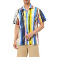 thumbnail image 1 of INSPIRE CHIC Chemises à Rayures pour Hommes à Manches Courtes Boutonnées Chemise Hawaïenne Imprimée S Bleu Jaune Rouge, 1 of 6