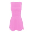 thumbnail image 4 of Ovzne Robes pour Femmes Robe Femme Femmes Couleur Unie un Col Personnage Camisole Haut Tube Ajusté Plissé Jupe à Double Couche Robe Robe de Printemps Liquidation, 4 of 4