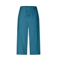thumbnail image 4 of Plebaso Capri Pants for Women Drawstring Cropped Wide Leg Pants Lightweight Lounge Yoga Capris with Pockets, 4 of 7