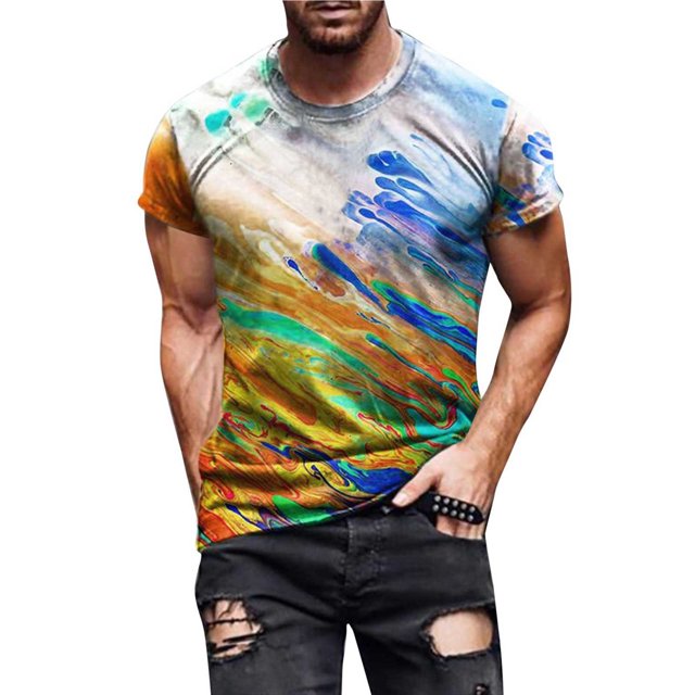 QIPOPIQ T-Shirt à Manches Courtes pour Homme à Col Rond en beige, Présentant un Motif Abstrait Multicolore vibrant avec un Mélange de Tons Bleu, orange, Vert et Jaune. Ce T-Shirt Graphique a un Col Rond Classique, des Manches Courtes et une Coupe Décontractée, Fabriqué en Doux 100 % Coton pour le Confort. Conçu pour un Style Décontracté, Il s'Agence Bien avec des jeans Ou des shorts, le Rendant Idéal pour la Mode de Rue d'Été. Disponible en Taille 4TG.