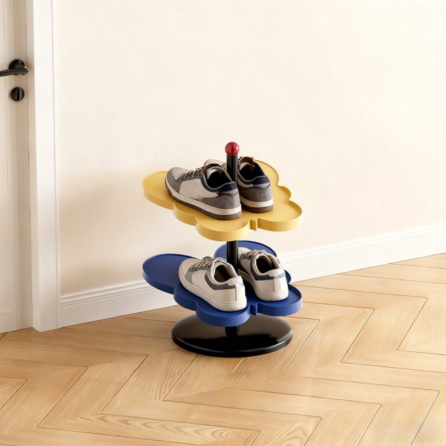 Weloille 2-Tier Butterfly Shape Shoe Rack, Easy Assemble Detachable Storage Shelf, Slim Space Saving Shoe Organizer, Stable Footwear Holder for Entryway Dorm Rental Home Bedroom
