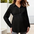 thumbnail image 1 of QIPOPIQ Blouse de Maternité pour Femmes Rayée Manches Longues Col Boutonné Ourlet à Volants Chemise Hauts Liquidation, 1 of 4