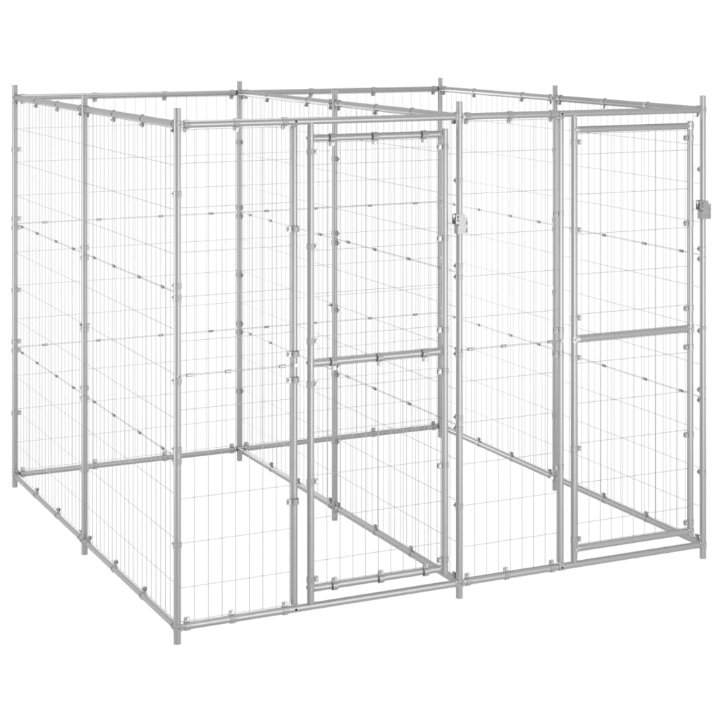vidaXL Chenil Extérieur en Acier Galvanisé 4,84 M2