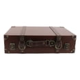 thumbnail image 2 of Leather Carrying Case, Brown Fine Workmanship Retro Suitcase Security Lock Portable Handle Wooden Frame Versatile Usage  for Home Decoration, 2 of 7
