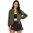 thumbnail image 1 of INSPIRE CHIC Veste pour Femme Col Montant Manches Longues Fermeture Éclair Poche à Rabat Blouson Bomber TG Vert Olive, 1 of 6