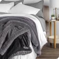 thumbnail image 3 of Bare Home Faux Fur Blanket - 60" x 80" - Ultra Soft Fleece - Oversized, Dark Gray, 3 of 5