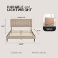 thumbnail image 2 of DeCoro Chicago Modern Tufted Upholstered Platform Queen Size Bed, Linen, 2 of 11
