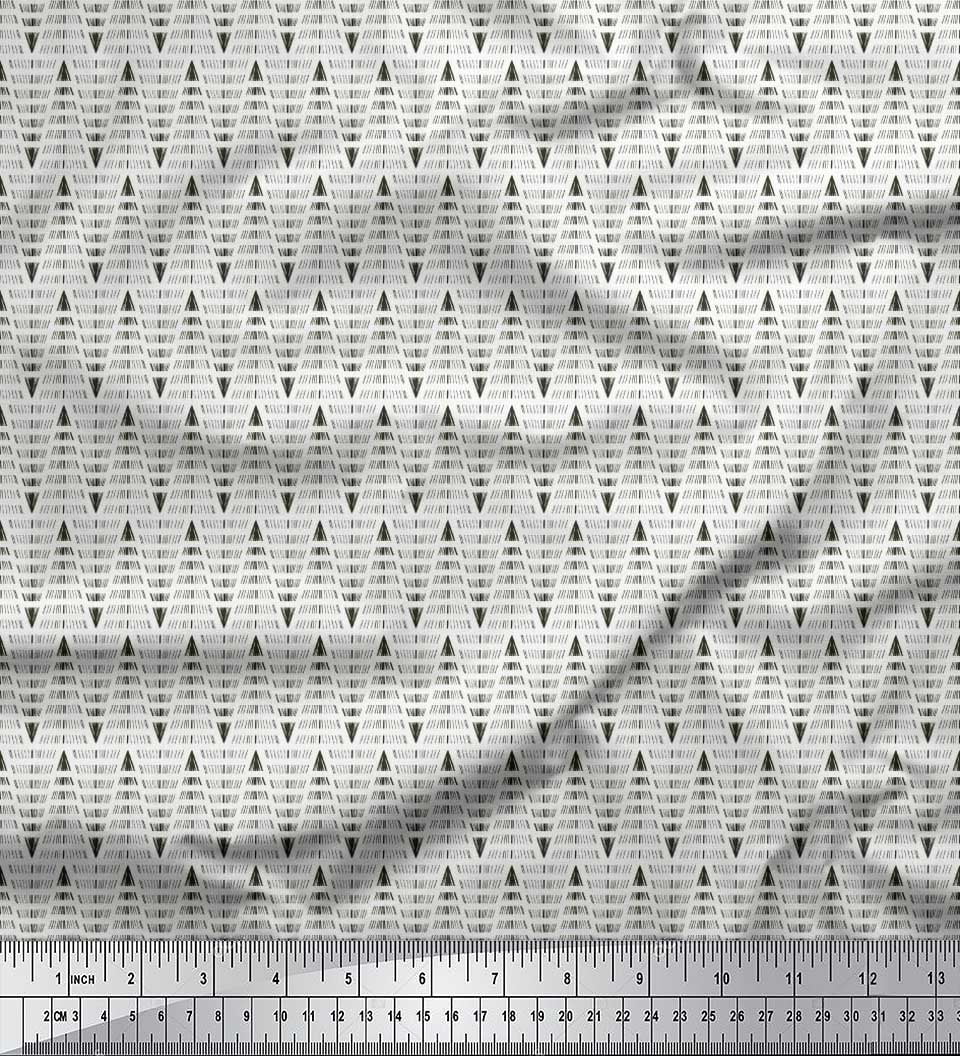 Soimoi Japan Crepe Satin Fabric Hand Drawn Line Shirting Printed Craft Fabric by The Yard 42 Inch Wide