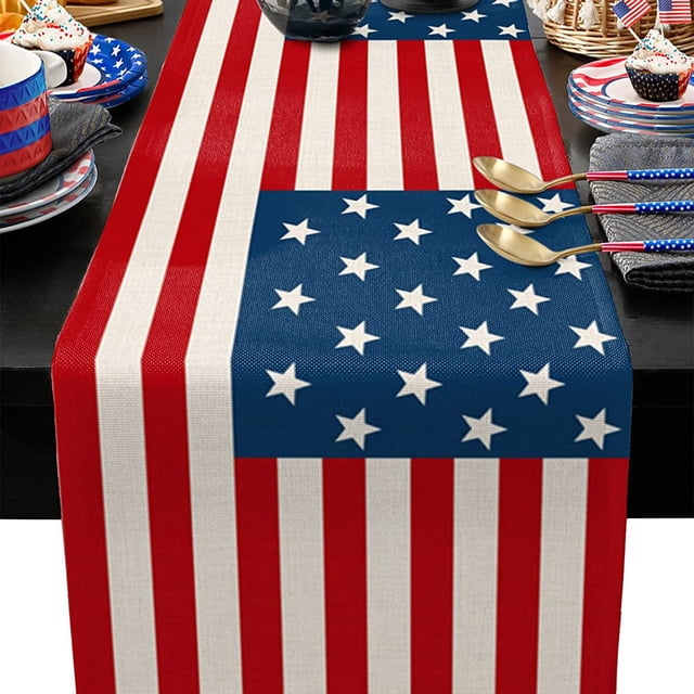 ⚡ Big Sale ! American Independence Daily Table flag Printed Living Room Table Coffee Table Festival Decoration Cloth Northern European Tablecloth