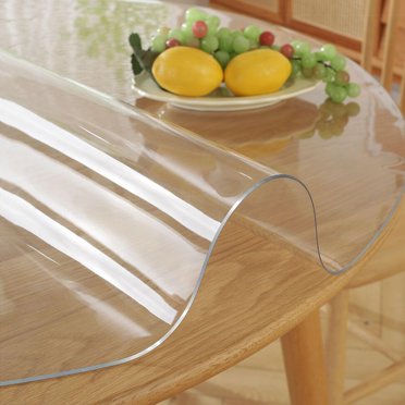 Nappe Ronde Transparente de 32 Pouces, Protège-Table, Housse de Table, Tapis de Dessus de Bureau pour Meubles en Verre, Café, Marbre, Bout de Canapé, Lit, Côté de Canapé, Bistro, Bar, Coin, Table de Nuit, Souper, Salle à Manger, Table, Plastique Épais, PVC, Vinyle