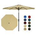thumbnail image 1 of YUSAZENS Parasol de Table de Patio 10 Pieds Extérieur Protection UV Manivelle Levée Inclinaison à Bouton-Poussoir 8 Nervures Robustes pour Cour Terrasse Piscine Beige, 1 of 9