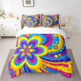 thumbnail image 2 of YST Groovy Flowers Comforter Set - 7-Piece Hippy Girl Flower Bedding Ensemble, Queen, 2 of 5
