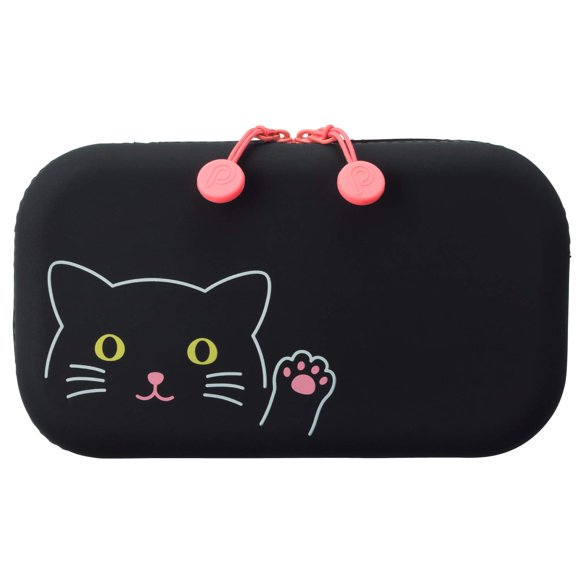 PuniLabo Black Cat Soft Silicone Zipper Pouch and Case for Pens, Pencils, Beauty Products and More