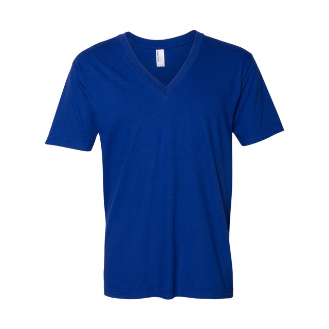 American Apparel T-Shirt Col en V en Jersey Fin, 2TG, Lapis
