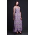 thumbnail image 2 of Bimba Robe Longue Maxi à Imprimé de Feuilles de Bleuet pour Femmes, Corsage Smocké - X-Grand, 2 of 7