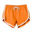 thumbnail image 3 of Womens Athletic Shorts Running Color Block Shorts with Pockets and Drawstring (Orange S), 3 of 4