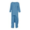 thumbnail image 4 of FAIWAD Ensemble 2 Pcs pour Femmes en Coton et Lin, Col Rond, Boutons, Manches Longues, Ourlet Irrégulier, Hauts, Pantalons, Décontracté, Ample, 4 of 6