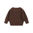 thumbnail image 4 of MIASHUI Chandails pour Tout-Petits Garçons Filles Col Ras du Cou Manches Longues Chandail Uni Hauts Tricotés, Café, 3-4 Ans, 4 of 4