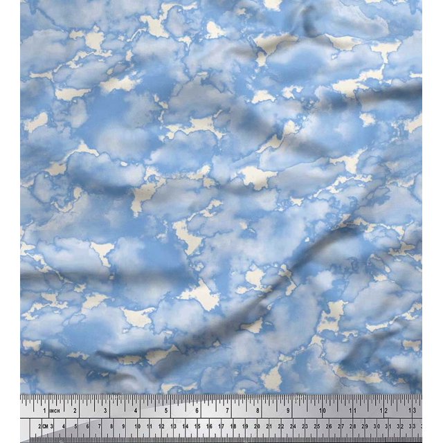 Soimoi Poly Georgette Fabric Cloud Nature Fabric Prints By Yard 42 Inch Wide