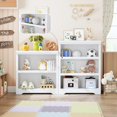 thumbnail image 5 of 3-Tier Rustic Brown Wooden Bookshelf - Adjustable Wide Bookcase with Open Shelves, Anti-Tip & Anti-Slip, Tall Display Storage for Home Office, Living Room, 5 of 5