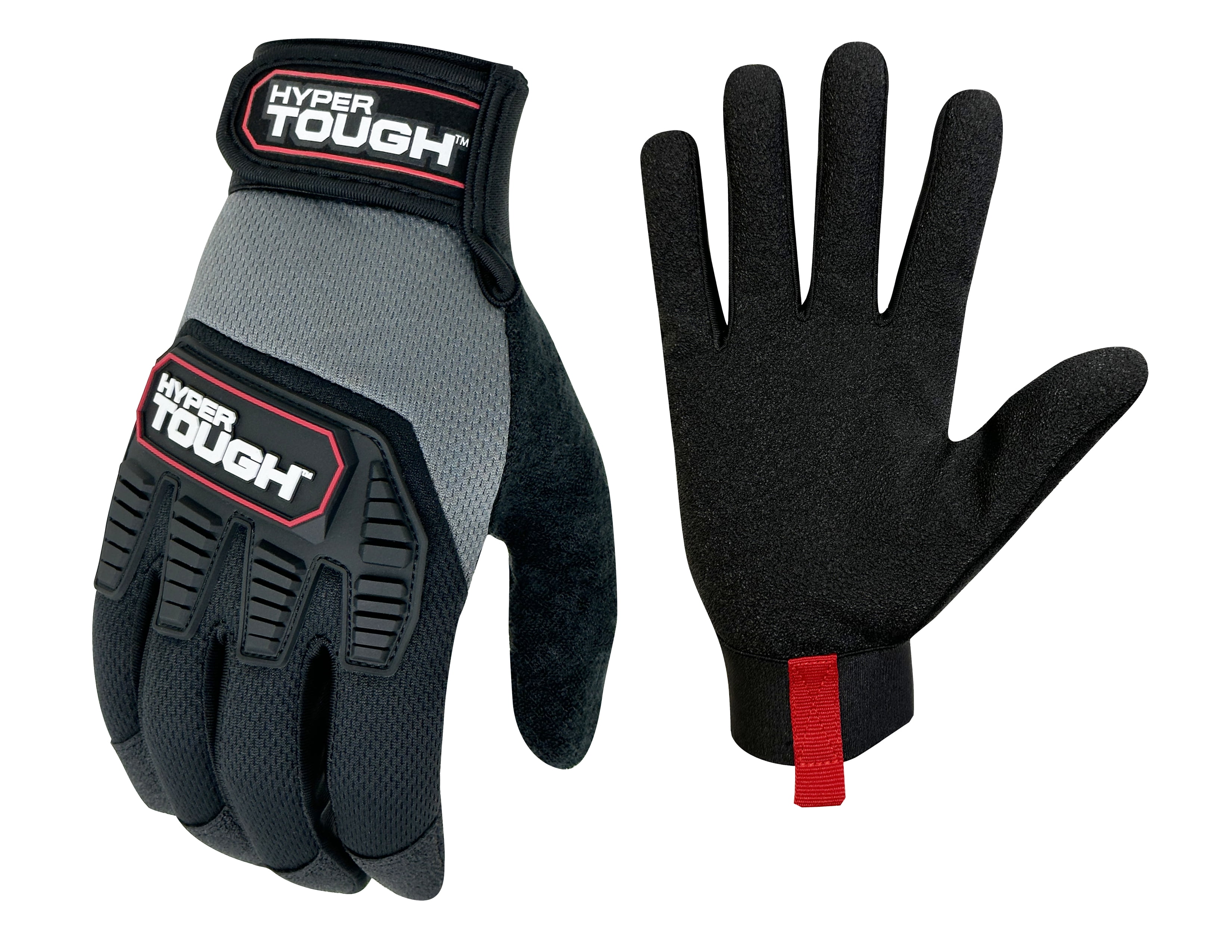 Gants de protection robustes Hyper Tough, noirs, rouges et gris - Taille moyenne, 1 paire, CHT89056-23