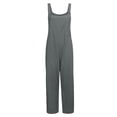 thumbnail image 4 of TMOYZQ Women's Cotton Linen Jumpsuits Casual Solid Color Loose Overalls Adjustable Straps Wide Leg Rompers with Pockets, 4 of 8