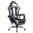 thumbnail image 1 of Yaheetech High Back Ergonomic Gaming Chair with Slide Out Footrest, Black/White, 1 of 8