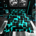 thumbnail image 2 of Erosebridal Gradient Checkered Bedding Sets Full with Comforter,Buffalo Stereoscopic Duvet Insert,Geometry Decor,Reversible,3pcs, 2 of 7