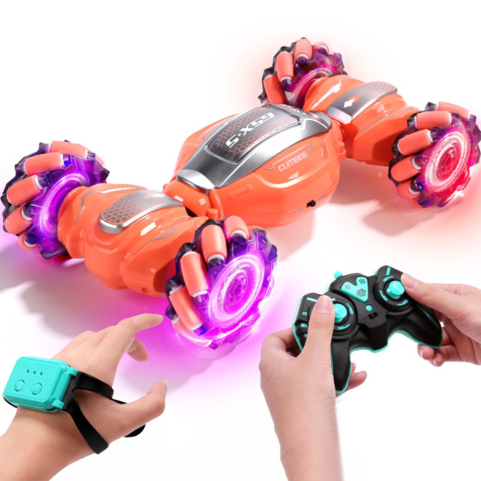 YIMWNYI 2.4G Gesture Remote Control Stunt Car, Off-Road Climbing Vehicle, 360° Rotation, Gesture Sensing Watch Control, Unique Stunt Features, RC Car for Outdoor Fun