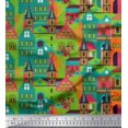 thumbnail image 1 of Soimoi Tissu Crêpe polyester Vert Structure Architecturale Tissu Imprimé Architectural 1 Yard 42 Pouces de Large, 1 of 5