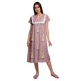 thumbnail image 1 of Moomaya Robe de Nuit à Manches Courtes Imprimée pour Femme, Col en V, en Coton, 1 of 5
