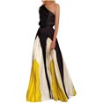 thumbnail image 2 of Jusqu'à 65 % de Rabais! Robes d'Été Mode pour Femmes 2024 Grande Taille Col Contraste de Couleurs Jupe Longue avec Patchwork Robe Imprimée à Épaules Dénudées, 2 of 6