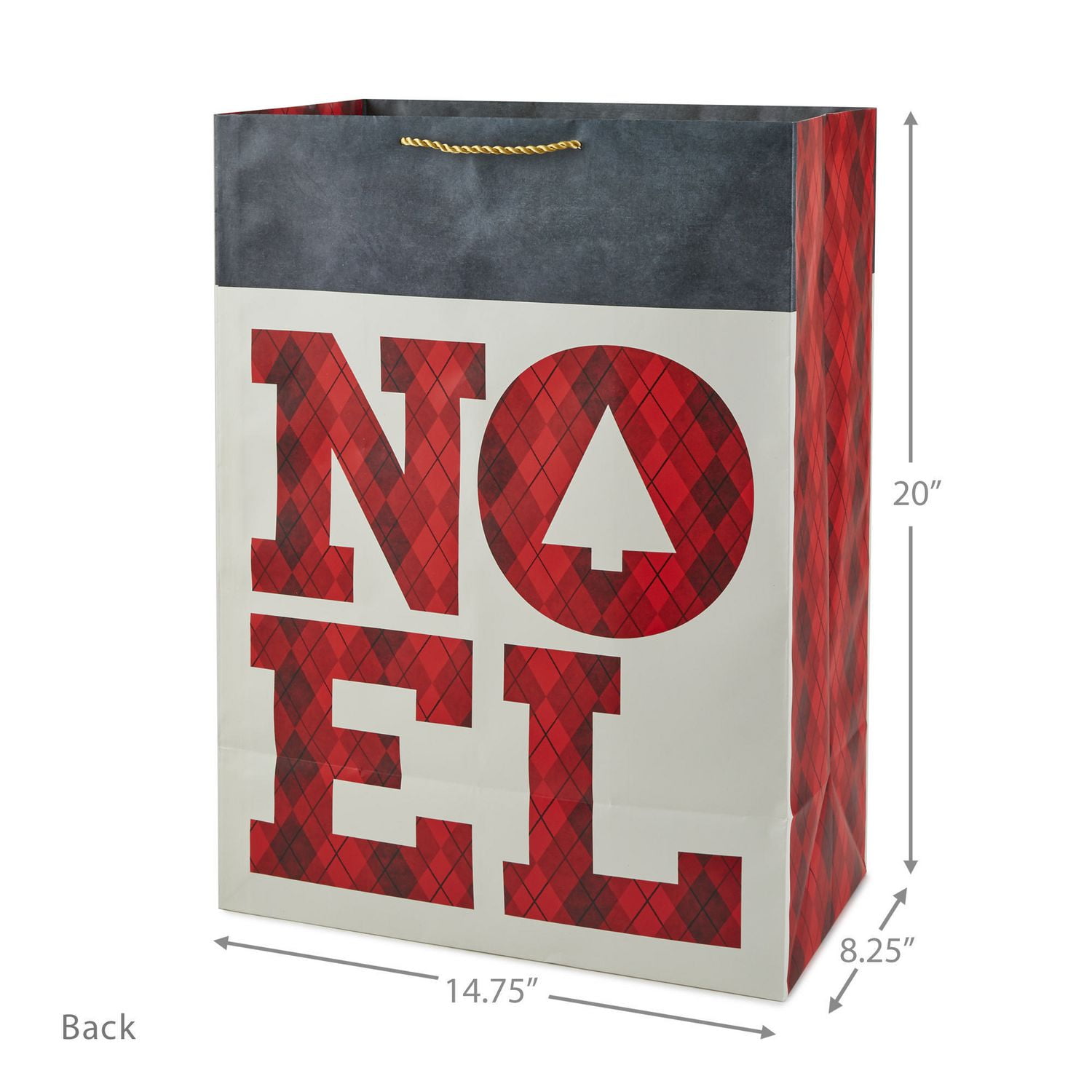 Image Arts – Sac-cadeau géant de Noël. Inscription sur motif écossais. 20 po.
