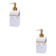 thumbnail image 4 of Ruiboury Resin Soap Dispenser Reusable for Tabletop Kitchen Shower Shampoo Bathroom White Gold 500ml 2Set, 4 of 6