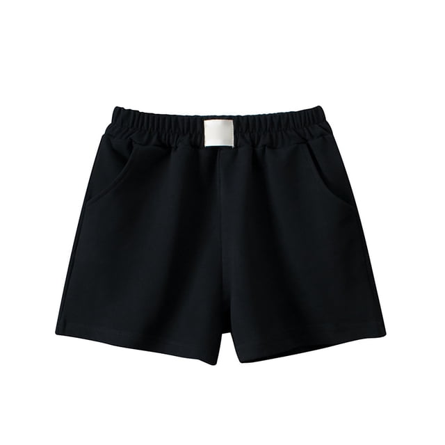 BOBOGOJP Girls' Solid Pull on Shorts (Black,5-6 Years)