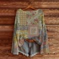thumbnail image 2 of WTXUE Chandail Fair Isle pour Femmes Imprimé Artistique Vintage Fair Isle Chandail Rétro Blouses Légères Hauts Boho Tricot Rétro Automne Décontracté Ample Col Rond Manches Longues Chandail Ample Violet Clair TTG, 2 of 4