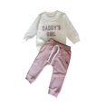 thumbnail image 1 of Chandail en Molleton Imprimé Lettre pour Enfant Garçon Fille Manches Longues Col Rond Hauts Automne Décontracté Ample Pull Deux Pièces Robe Bébé Fille Vêtements de Noël Ensemble 4 Mois Vêtements Bébé Fille Réception, 1 of 2