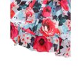 thumbnail image 4 of Xingqing 8 Colors Summer Princess Kids Girls Dress Flowers Printed Short Sleeve Off Shoulder Ruffles A-Line Chiffon Dress, 4 of 6