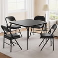 thumbnail image 1 of 33.6 Inch Folding Card Table, Portable Square Folding Table with PU Soft Cushion, Black Metal Foldable Table Suitable for Living Room（No Chair), 1 of 7