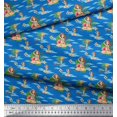 thumbnail image 3 of Soimoi Blue Velvet Fabric Palm Tree & Girl Beach Print Sewing Fabric Yard 58 Inch Wide, 3 of 5