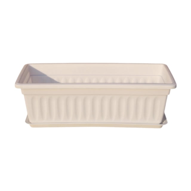 Almencla 17 Inches Flower Window Box with Tray for Balcony Indoor Outdoor Plants Yard white