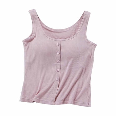 Yuyuzo Camisoles pour Femmes avec Soutien-Gorge Intégré Débardeurs à Bretelles Spaghetti Caraco Rembourré Soutien-Gorge Basique sous-Maillots Vêtements de Détente