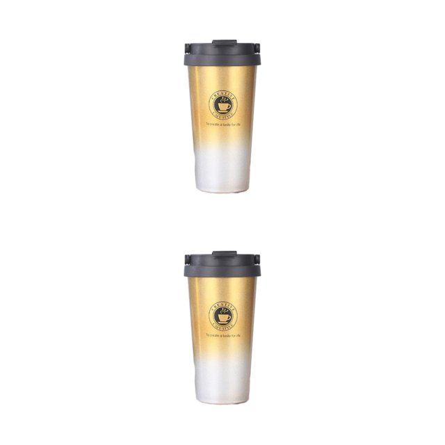 kurtrusly Gobelet Thermique Réutilisable Choix Écoresponsable pour un Meilleur Demain Dégradé Pratique Or 500 ml Ensemble de 2