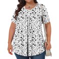 thumbnail image 4 of DDAPJ pyju Hauts Boho pour Femmes Grande Taille T-Shirts Graphiques Floraux Col Rond Manches Courtes Blouse d'Été Décontractée Tunique Coupe Ample Chemise Cache-Ventre Vente à Durée Limitée Blanc TTTTG, 4 of 9