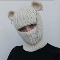 thumbnail image 2 of Fgnfyis Rabbit Ear Hat Autumn and Winter Neck Knitted Hat Bomber Hats White, 2 of 6