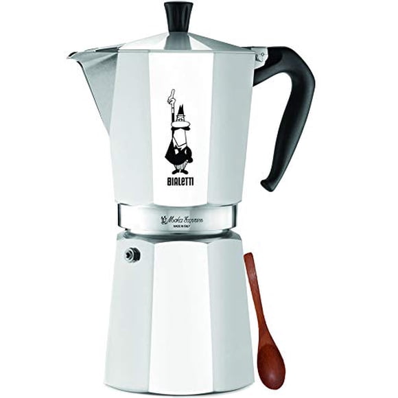 Original Bialetti 12 Tasses à Espresso Moka Express / Machine à Espresso et Cuillère Mélangeuse à Espresso en Bois Zonoz Petite (12 Tasses, 25 fl oz, 775 ml)