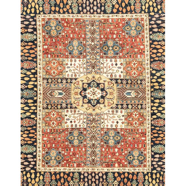 Ahgly Tapis Rectangulaire Abstrait Intérieur Marron Sienne Foncé, 4 Pieds x 6 Pieds