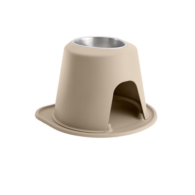 WeatherTech Système d'Alimentation pour Animaux de Compagnie Simple Hauteur 10 Pouces - Acier Inoxydable - Beige