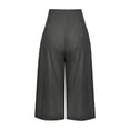 thumbnail image 5 of Pantalon Court à Jambe Grand pour Femmes, Décontracté d'Été, Pantacourt en Lin avec Poches, à Enfiler, Taille Élastique, Ample et Confortable, Pantalon Droit, Pantacourt Gris Foncé l, 5 of 5